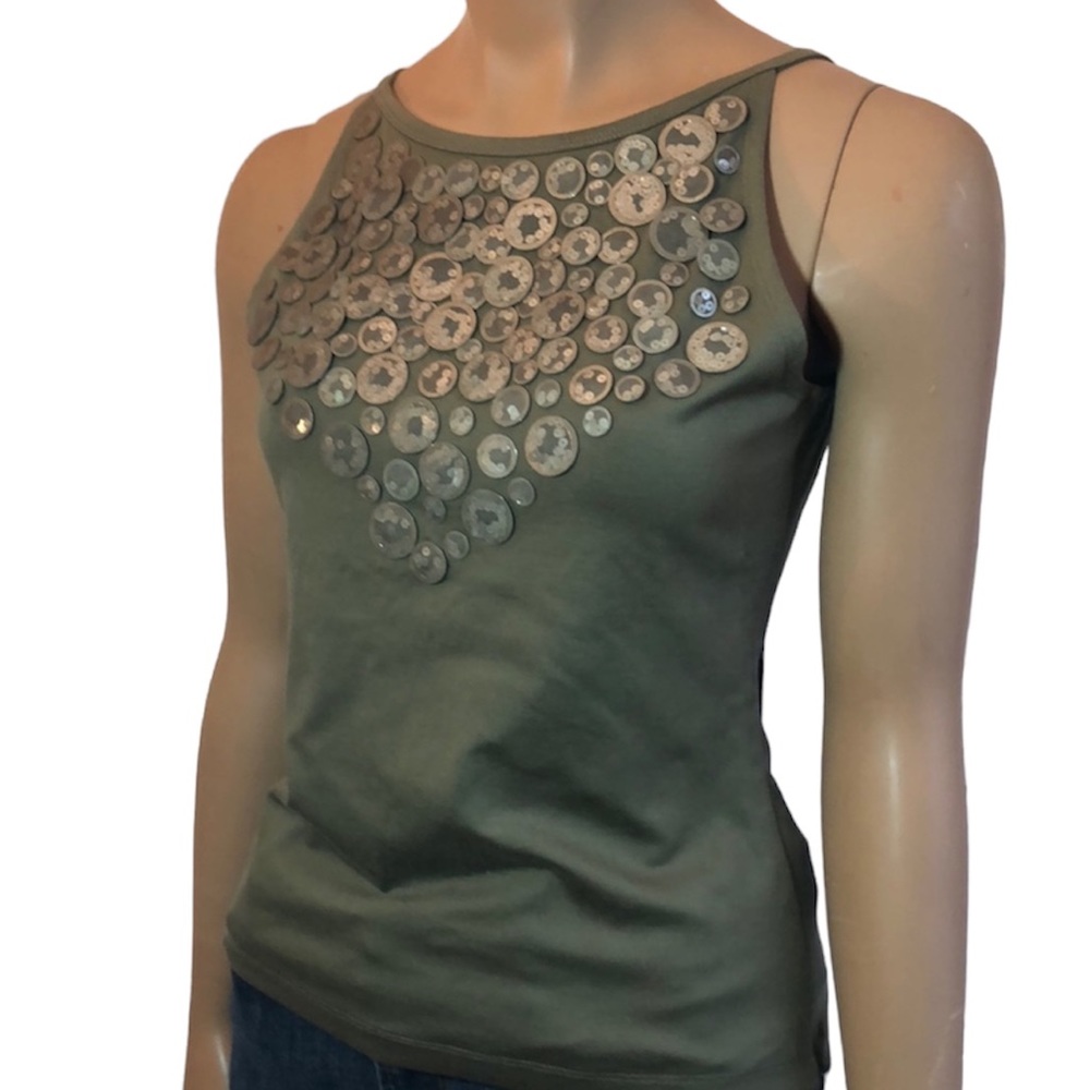 Per Se Green Tank Top Sz S